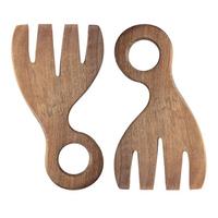 Accessoire de cuisine, outil de cuisine domestique, bois d'acacia/mangue, vente en gros, griffe à main, salade de fruits, serveur, pinces, ustensiles, cuillère