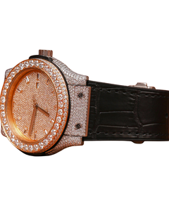 Montre Homme Personnalisée de Haute Qualité Or Blanc Quartz Sertie de Diamants Moissanite Luxe Hip Hop Verre Mode Bracelet Caoutchouc Noir - Product Image 3