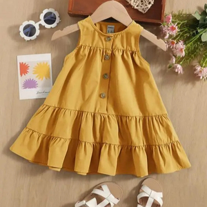 Elegante y hermoso vestido de algodón para niña con mangas y personalizado en cualquier color y tamaño @ 2024 - Product Image 1