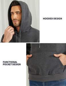 Jersey para hombre Sudadera con capucha de gran tamaño Algodón Fleece Invierno Cálido Canguro Bolsillo Hombro caído Diseño personalizado - Product Image 2
