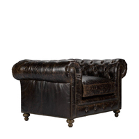 Fauteuil Chesterfield classique en cuir véritable, siège inclinable individuel, mobilier moderne pour salon, pieds en bois, pivotant et pliable
