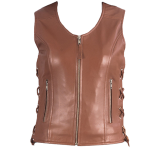 Chaleco de Cuero Acolchado para Mujer, Diseño Profesional, Nuevo, Último Modelo, el Mejor, Chaleco de Motociclista de Cuero Genuino para Logotipo Personalizado, Venta al por Mayor - Product Image 1