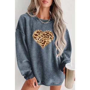 Vente en gros OEM ODM Sweat-shirt col rond surdimensionné brodé de paillettes vierge personnalisé pour la Saint-Valentin en tricot côtelé - Product Image 6