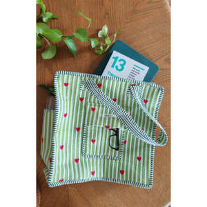 Cotton Tote <b>Bag</b> Medium with Zipper <b>Bottle</b> Holder Striped Letter Dot Logo Pattern Recyclable Daily Use - Product Image 1