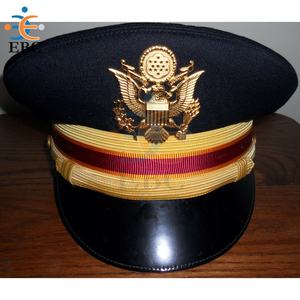 Gorra de pico de uniforme azul ceniza de capitán piloto AF de alta calidad con insignia de gorra de pico de oficial al por mayor hecha a mano - Product Image 5