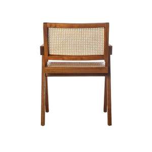 Chaise de salle à manger en teck massif avec rotin tressé, hauteur réglable, super confortable, finition marron, pour appartement, intérieur/extérieur - Product Image 6