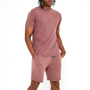 Vêtements de rue couleur unie hommes Shorts ensemble mode porter Slim Fit hommes Shorts ensemble en gros 100% coton hommes été Shorts ensemble - Product Image 6