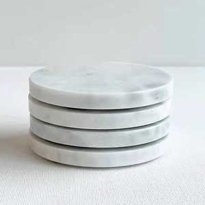 แผ่นรองแก้วหินอ่อนธรรมชาติสีขาวดำ งานแฮนด์เมด ขายส่ง แผ่นรองแก้วสีขาว แผ่นรองแก้วสีดำขาว - Product Image 3