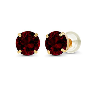 2.00 CTW Natural Red Garnet Stud Earrings with 14K Yellow Gold Plating <b>Handcrafted</b> in USA Trendy Rose Gold Diamond <b>Jewelry</b> - Product Image 1