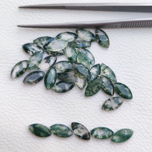 2023 nuevo diseño ágata acuática ágata de musgo Natural 7x14mm Marquesa plana facetada piedras preciosas sueltas para joyería fina - Product Image 3