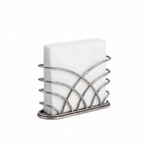 Silver Metal Napkin Holder With Modern Durable Design For Dining <b>Table</b> Storage Restaurant <b>Kitchen</b> Hospitality Decoration - Product Image 1