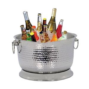 Luxury Beverage <b>Tub</b> Round Shaped <b>Metal</b> Stainless Steel Hammered Wine Cooler Beverage <b>Tub</b> With Sided Handle - Product Image 3