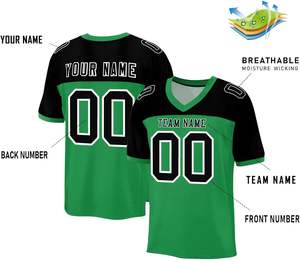 Camiseta de fútbol americano personalizada OEM, tela de malla de poliéster de secado rápido, manga corta, logotipo del equipo, nombre, números, rayas, sublimación - Product Image 6