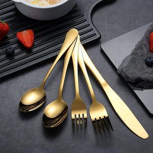 Gold Plated Metal Cutlery Set Five-Piece Modern Luxury <b>Flatware</b> for Home Hotel & Party Use - Product Image 1