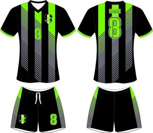 Uniforme de Fútbol Personalizado para Hombre, Transpirable, Elástico, Manga Corta, Cuello en V, 100% Poliéster, Secado Rápido, Impresión Digital - Product Image 2