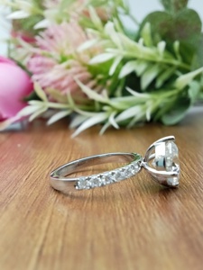 Bague de fiançailles et de mariage en or jaune/rose massif 14 carats, forme ronde, diamant de laboratoire VVS 2,0 carats, pour bijoux fins, tendance féminine - Product Image 4