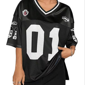 Ropa de calle de malla de media manga con cuello en V personalizada, camisetas holgadas gráficas, camisetas de gran tamaño, camiseta de baloncesto OEM transpirable sólida - Product Image 1