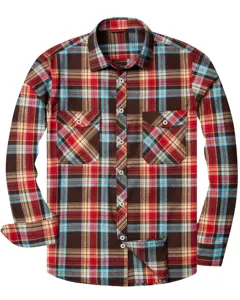 Camicie da uomo per le vacanze di alta qualità flanella scozzese a maniche lunghe con tasche camicie casual comode personalizzate camicie da uomo a quadri