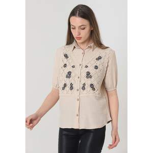 Blusas Elegantes de Manga Media con Detalles de Encaje y Estampado de Piedras para Mujer, Venta al Por Mayor Topshow - Product Image 5