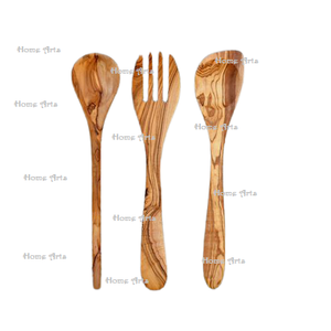 Ensemble de 8 cuillères en bois Ensemble de couverts de qualité exclusive Ensemble de couverts de couleur marron pour la maison et le restaurant - Product Image 4