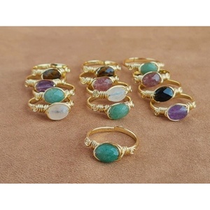 <b>Gold</b> Plated Fashion <b>Ring</b> with Colorful Gemstone Stylish Resale Appeal - Product Image 1
