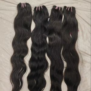 Extensions de cheveux indiennes 100% non transformées naturelles Deep Wave pour les femmes Raw Bundle Alignement des cuticules Couleur noire naturelle Style Yaki - Product Image 1