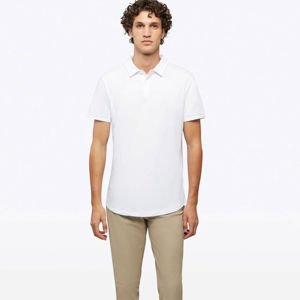 Polo unisexe à ourlet incurvé en polycoton durable, motif uni élégant pour tous les âges, broderie de logo personnalisée - Product Image 1