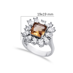 19x19 mm Vintage Style Color-Change Sultanite <b>CZ</b> Cluster <b>Ring</b> Rhodium Plated Turkish 925 Sterling Silver Wholesale Jewelry - Product Image 2