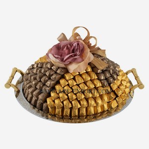 Grand plateau de serveur de chocolat en métal poli miroir avec poignées en métal poli or Design attrayant Plateau de forme personnalisée - Product Image 1