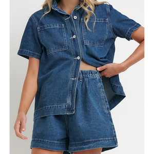 Conjuntos de mezclilla de algodón para mujer, conjunto informal de dos piezas para mujer, Top sin mangas, pantalones cortos de cintura alta, mezclilla 2026 - Product Image 5