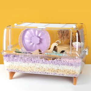 Jaula para hámster individual moderna con puerta lateral superior plana grande Incluye jaula 1 + Casa pequeña1 + tazón de comida1 + alimentador de agua 1 + seesaw1 + aserra1 kg - Product Image 2