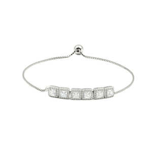 NOVAMART Fine Zarkan Pair Square Zircon <b>Silver</b> Crystal <b>Bracelets</b> & <b>Bangles</b> Wholesale Export - Product Image 2