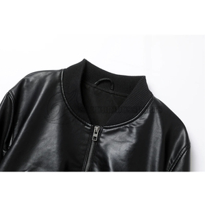 2024 <b>Vintage</b> Genuine Leather <b>Jacket</b> for <b>Women</b> Bomber Fashion Style Casual Wear Breathable and Plain Dyed Knitted Technique - Product Image 3