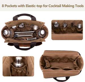 Sac fourre-tout pour barman, sac portable en toile cirée en cuir véritable avec poignée pour le voyage - Product Image 3
