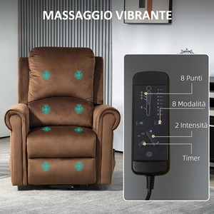 HOMCOM 135° Reclining Lift <b>Massage</b> <b>Chair</b> with Remote Control Dark Brown 88x92x106 cm - Product Image 6