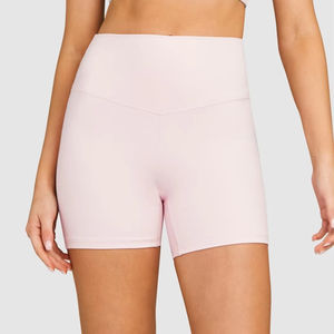 <b>Womens</b> Light Pink High Waist Yoga <b>Shorts</b> Seamless Soft Gym Activewear Stretch Workout <b>Compression</b> Fitness Bottom - Product Image 1
