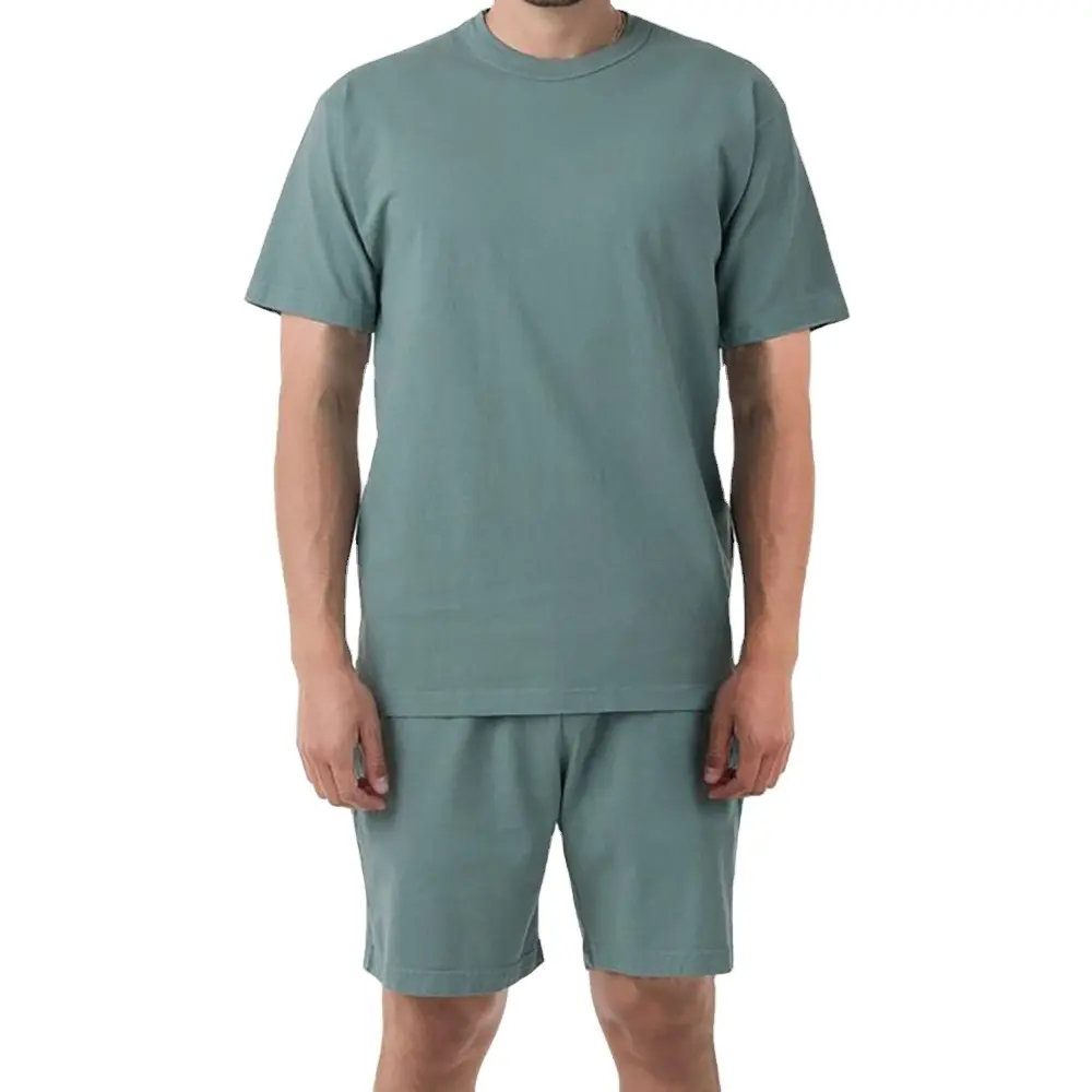 남성 세트 의류 스포츠웨어 투피스 티셔츠 반바지 통기성 의류 남성 반소매 맞춤형 단색 여름 세트