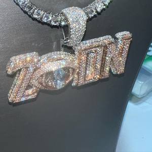 Top Qualité Personnalisé Glacé Hip Hop Nom Pendentif avec VVS Moissanite Diamant 925 Argent Plaqué Or Meilleur Prix pour les Femmes - Product Image 3