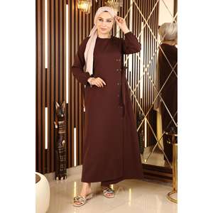 Manteaux et Trench-coats Modestes à Boutons et Liens Latéraux, Design Abaya Élégant - Product Image 1