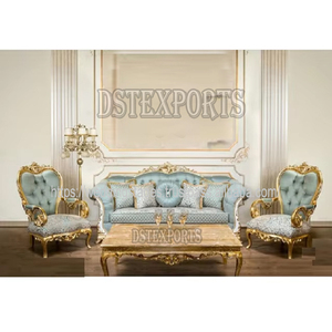 Juego de sofá de princesa de estilo francés en nogal pulido Compre muebles de sala de estar de lujo de madera tradicionales de larga duración para vestíbulo de Hotel - Product Image 5