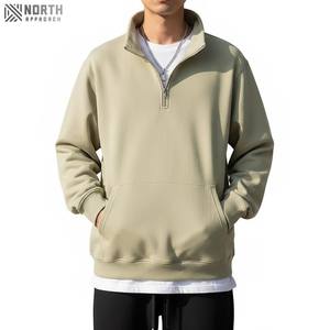 Vente en gros de vêtements de ville avec logo personnalisé pull-over pour hommes hiver sweat à capuche doublé en polaire surdimensionné avec col à capuche en tissu tissé - Product Image 3