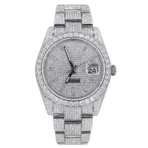 Montre de luxe sport hip hop analogique pour homme, mouvement mécanique ETA, acier inoxydable de haute qualité, bracelet en cuir de 40 mm, 20 cm, entièrement blanche - Product Image 1