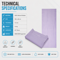 Tapis de yoga pliable 1,5 mm en caoutchouc naturel écologique, léger et portable, pour le fitness, vente en gros OEM/ODM pour l'approvisionnement international