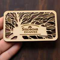 Eco friendly nombre de la empresa logotipo personalizado grabado madera negocio Tarjeta de Identificación de madera