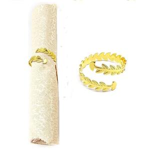 ห่วงใส่ผ้าเช็ดปากสีทองดีไซน์ทันสมัยลายใบไม้วัสดุอลูมิเนียมคุณภาพสูงสำหรับงานแต่งงานวันเกิดและของขวัญในโอกาสอื่นๆ - Product Image 2