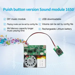 공장 직접 맞춤형 장착 USB 다운로드 가능한 MP3 사운드 모듈 DIY 카드 JR1650 용 녹음 가능한 푸시 버튼