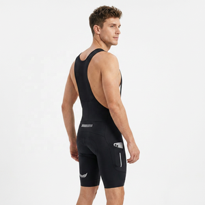 Pantalones Cortos de Ciclismo para Hombre, Negros, Ajustados, de Spandex y Poliéster, de Secado Rápido, con Almohadilla 5D y Logotipo en la Pierna Derecha - Product Image 3