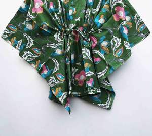 100% Cotton Women <b>Summer</b> Clothing Short Loose <b>Kaftan</b> <b>Dress</b> Plus Size Floral Print <b>Dress</b> Sleepwear Loose Maxi <b>Kaftan</b> - Product Image 3