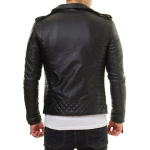 Veste en cuir et laine unie pour homme, style streetwear, coupe ajustée, respirante, écologique, de haute qualité, mode d'hiver - Product Image 5
