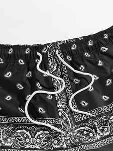 2025 Trending Custom Plus Size Double <b>Layer</b> Paisley Mesh 5 Inch Inseam Youth Basketball Bandana Print Men's Shorts - Product Image 3